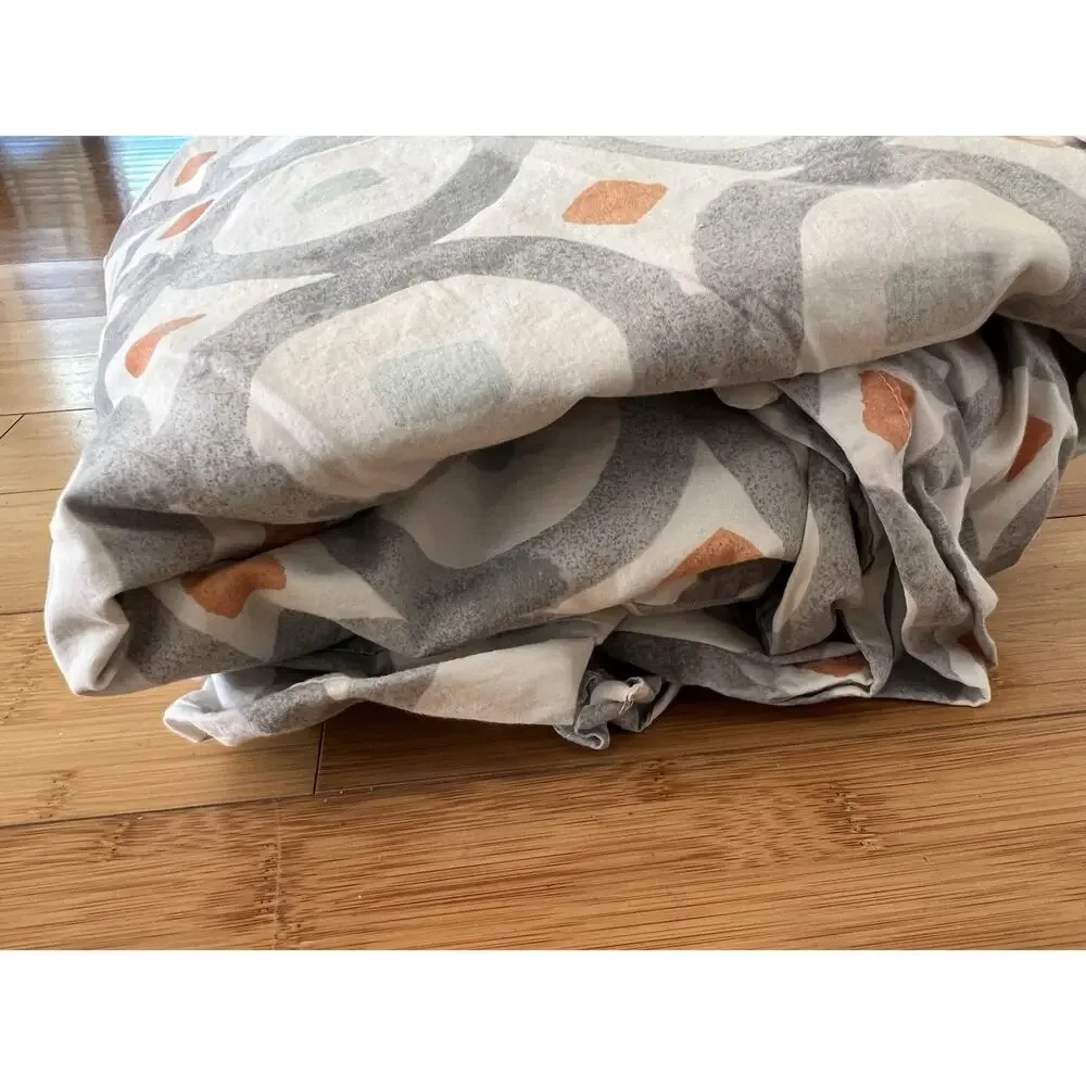West Elm Green Circle Trellis Full queen duvet cover 100% Cotton